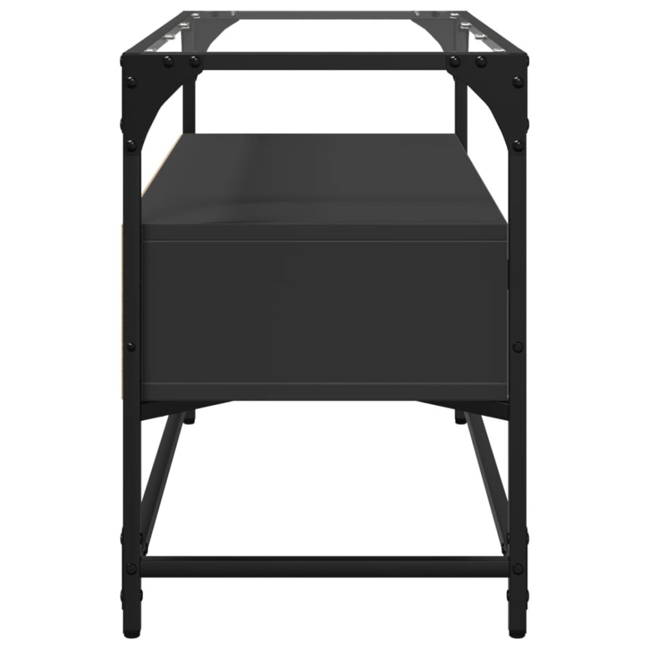 Mueble TV cristal y madera ingeniería negro 80x35x51