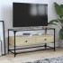 Mueble TV cristal y madera ingeniería roble Sonoma 98x35x51