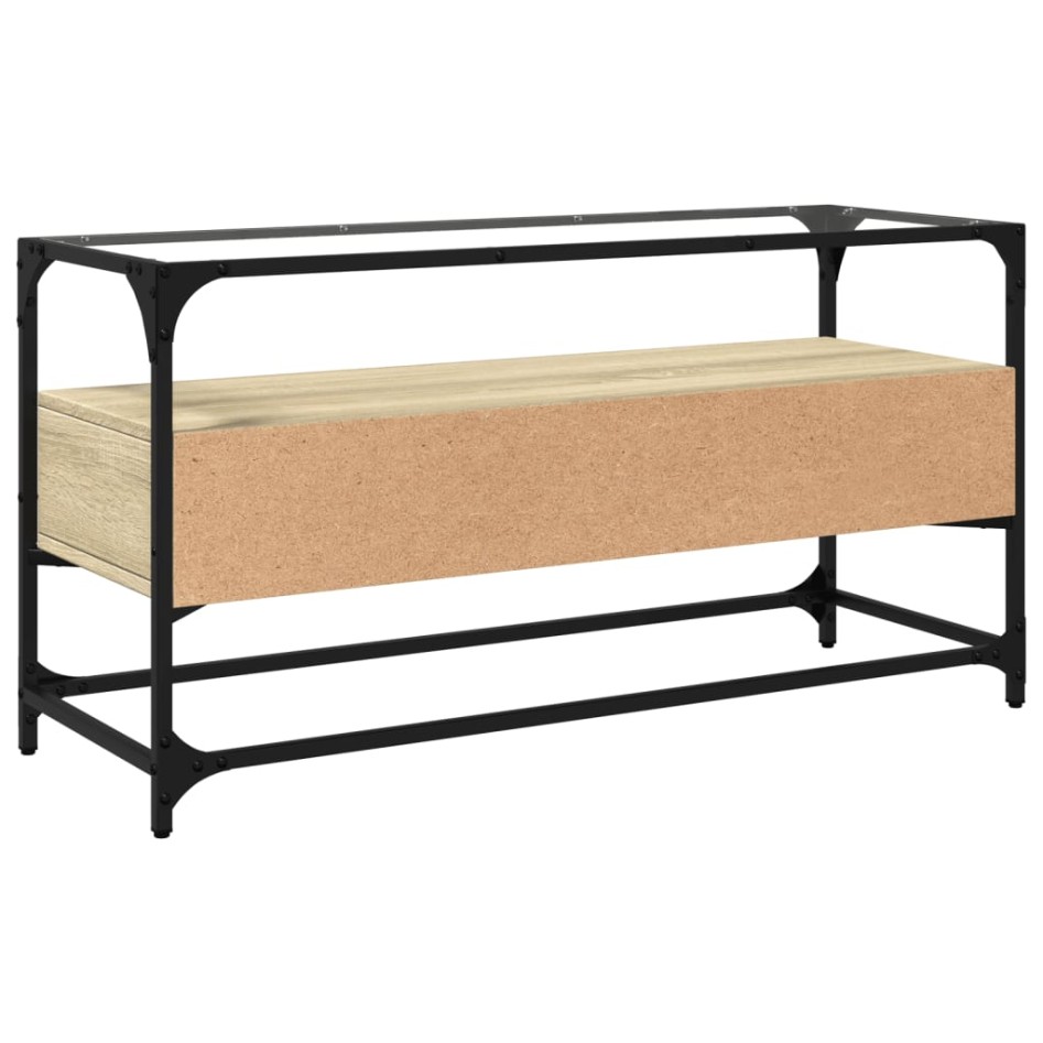 Mueble TV cristal y madera ingeniería roble Sonoma 98x35x51