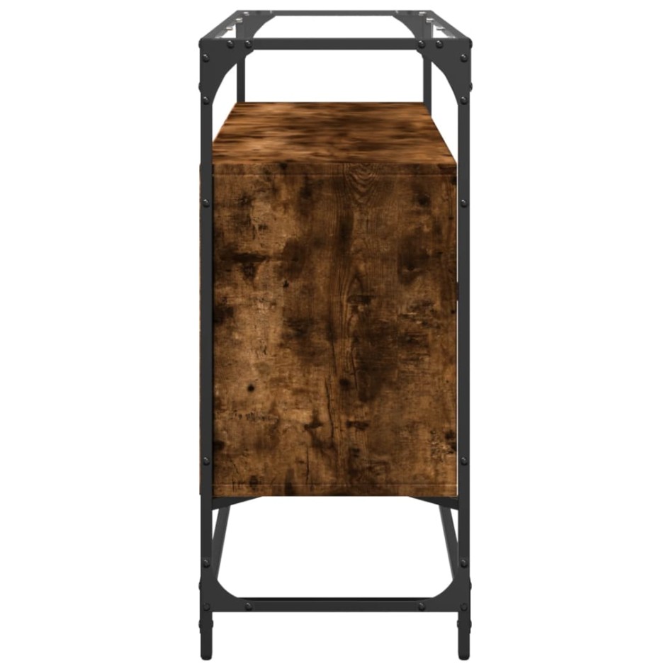 Aparador cristal y madera ingeniería roble ahumado 98x35x81