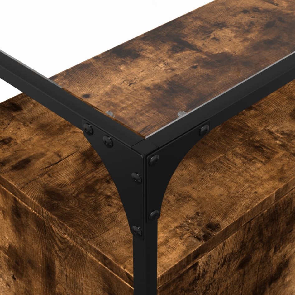 Aparador cristal y madera ingeniería roble ahumado 98x35x81