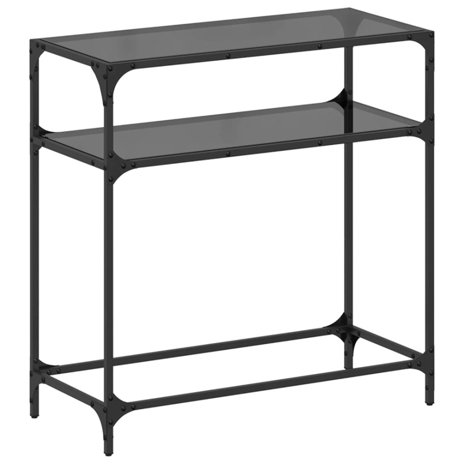 Mesa consola con superficie de vidrio negro acero 80x35x81