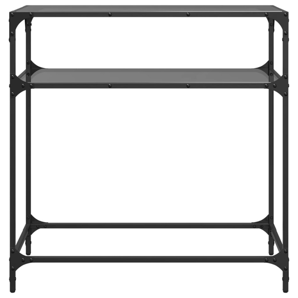 Mesa consola con superficie de vidrio negro acero 80x35x81