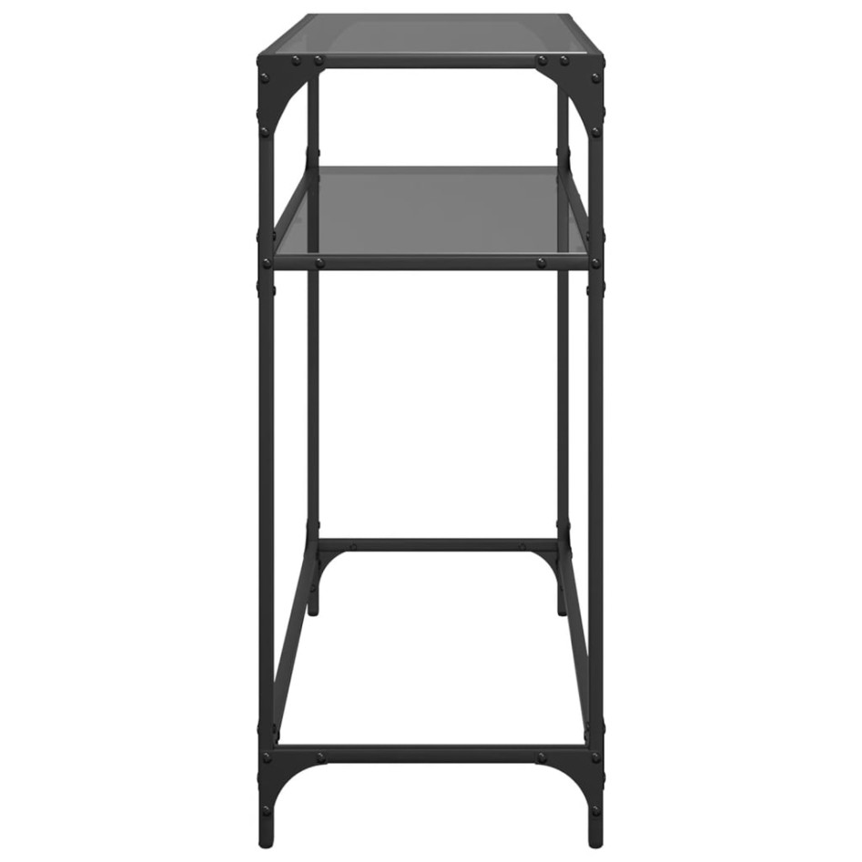 Mesa consola con superficie de vidrio negro acero 80x35x81