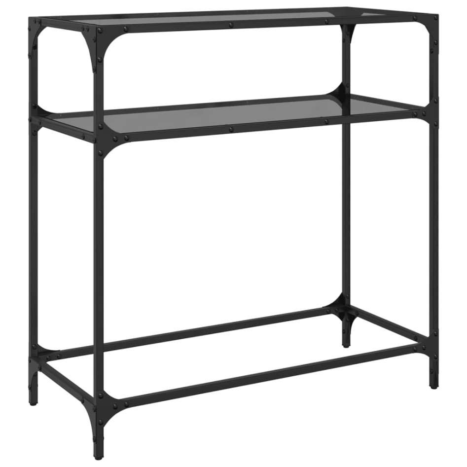 Mesa consola con superficie de vidrio negro acero 80x35x81