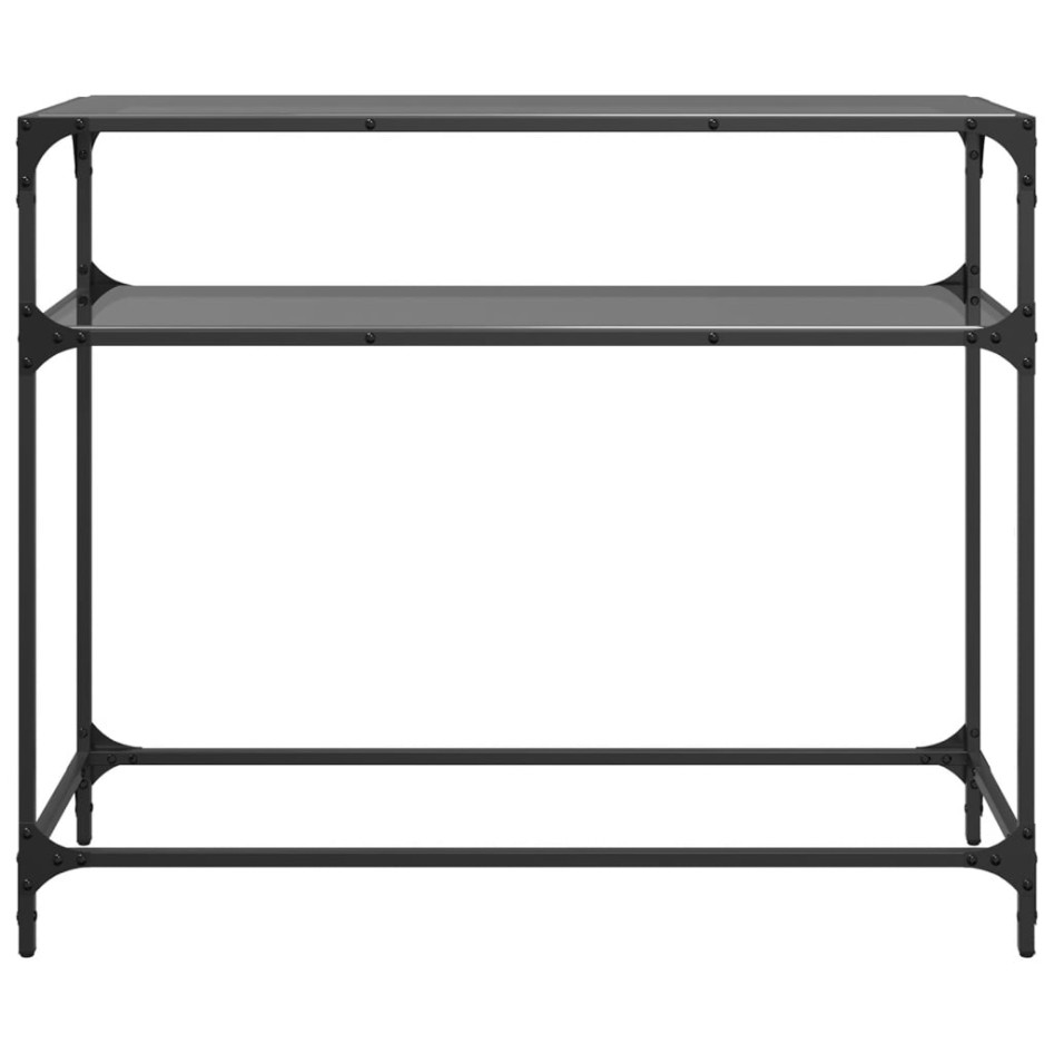 Mesa consola con superficie de vidrio negro acero 98x35x81