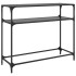 Mesa consola con superficie de vidrio negro acero 98x35x81