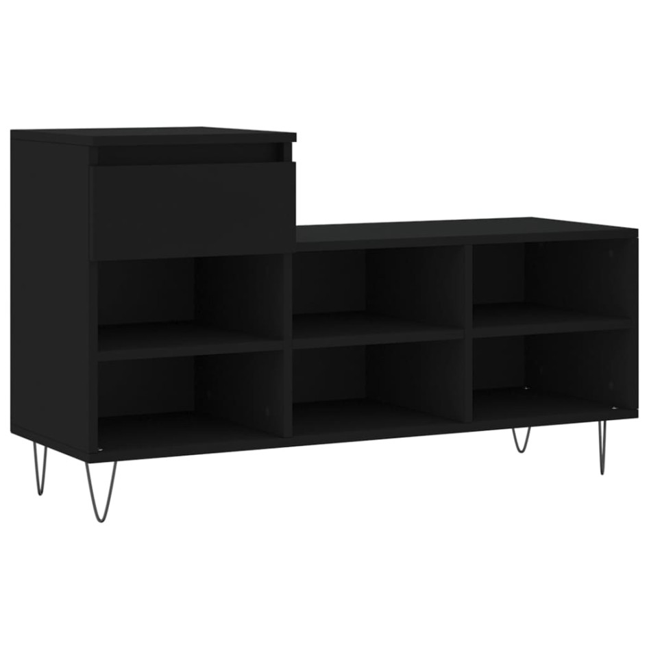 Mueble zapatero madera contrachapada negro 102x36x60