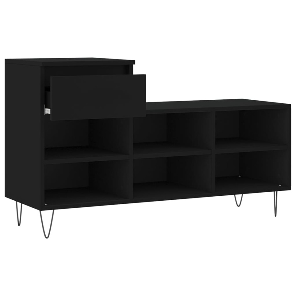 Mueble zapatero madera contrachapada negro 102x36x60