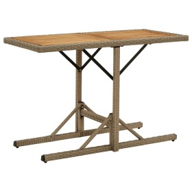 Mesa de jardín madera maciza de acacia y ratán sintético