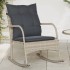 Silla mecedora de jardín con cojines ratán sintético gris