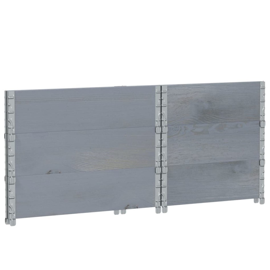 Collares de palets 3 uds madera maciza de pino gris 80x60