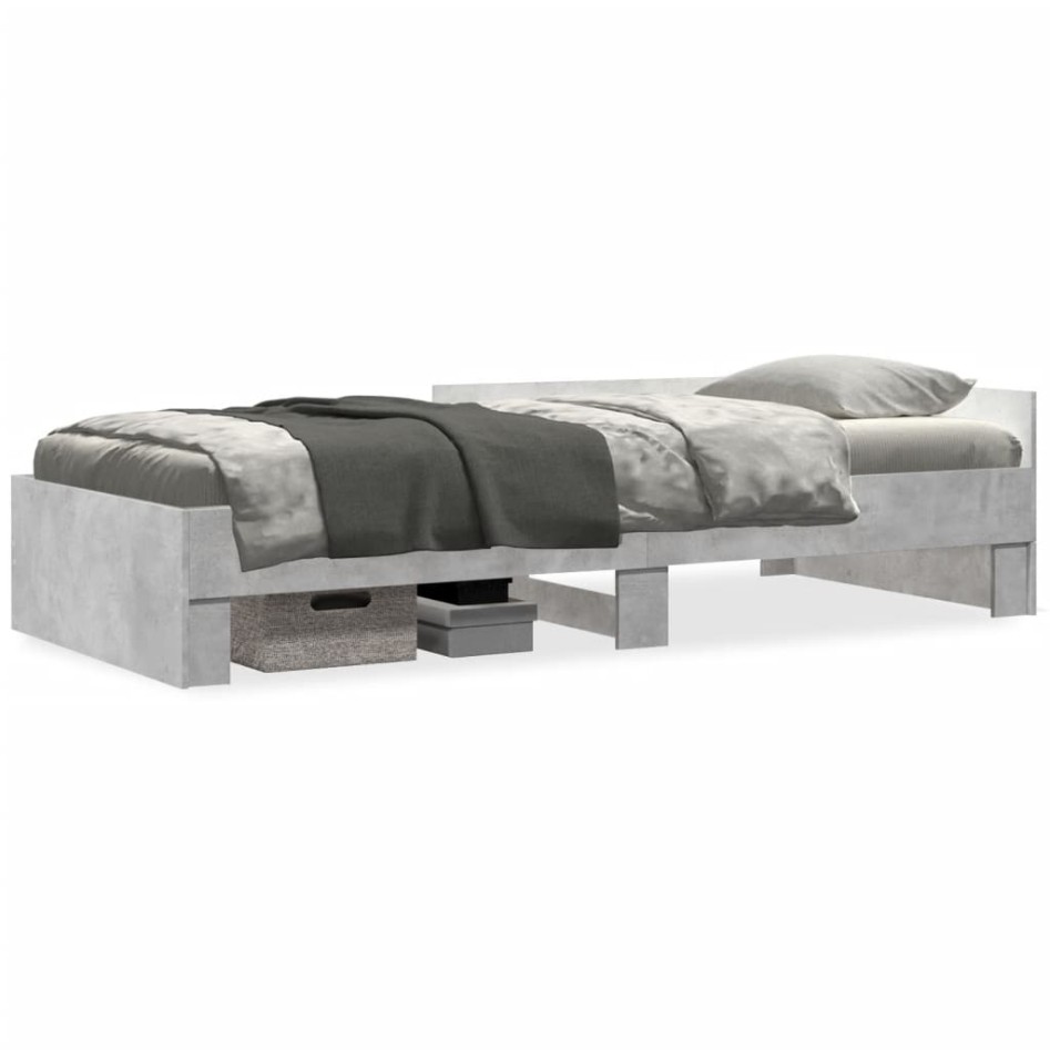 Estructura de cama madera de ingeniería gris hormigón 75x190