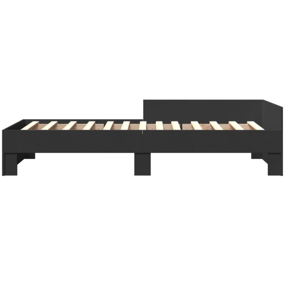 Estructura de cama madera de ingeniería negra 90x200