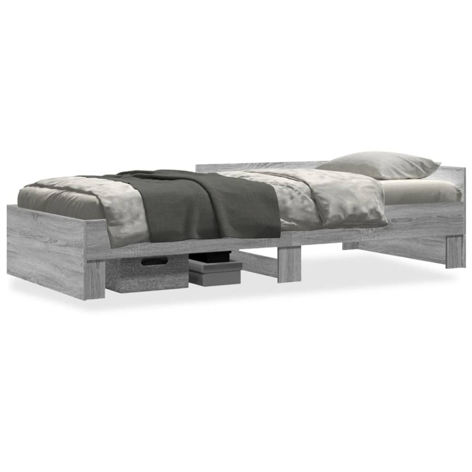 Estructura de cama madera de ingeniería gris Sonoma 100x200