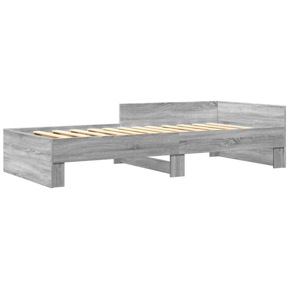 Estructura de cama madera de ingeniería gris Sonoma 100x200