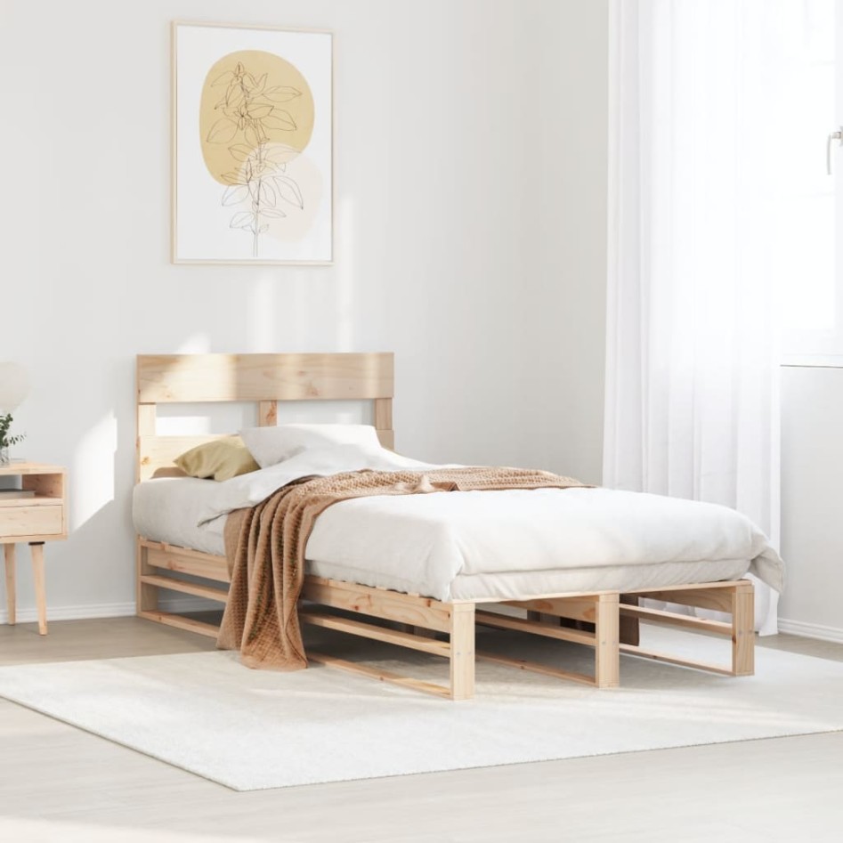 Estructura de cama sin colchón madera maciza de pino 90x200