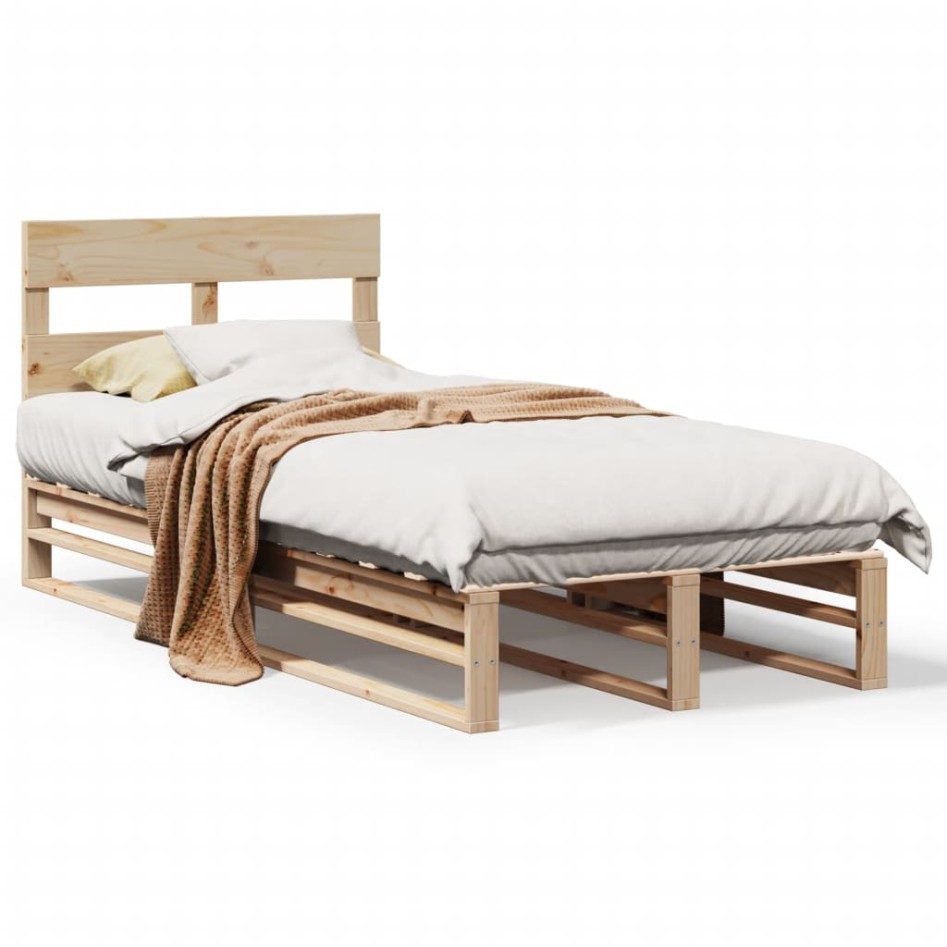 Estructura de cama sin colchón madera maciza de pino 90x200