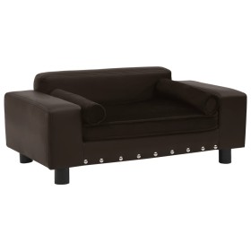 Sofá para perros felpa y cuero sintético marrón 81x43x31