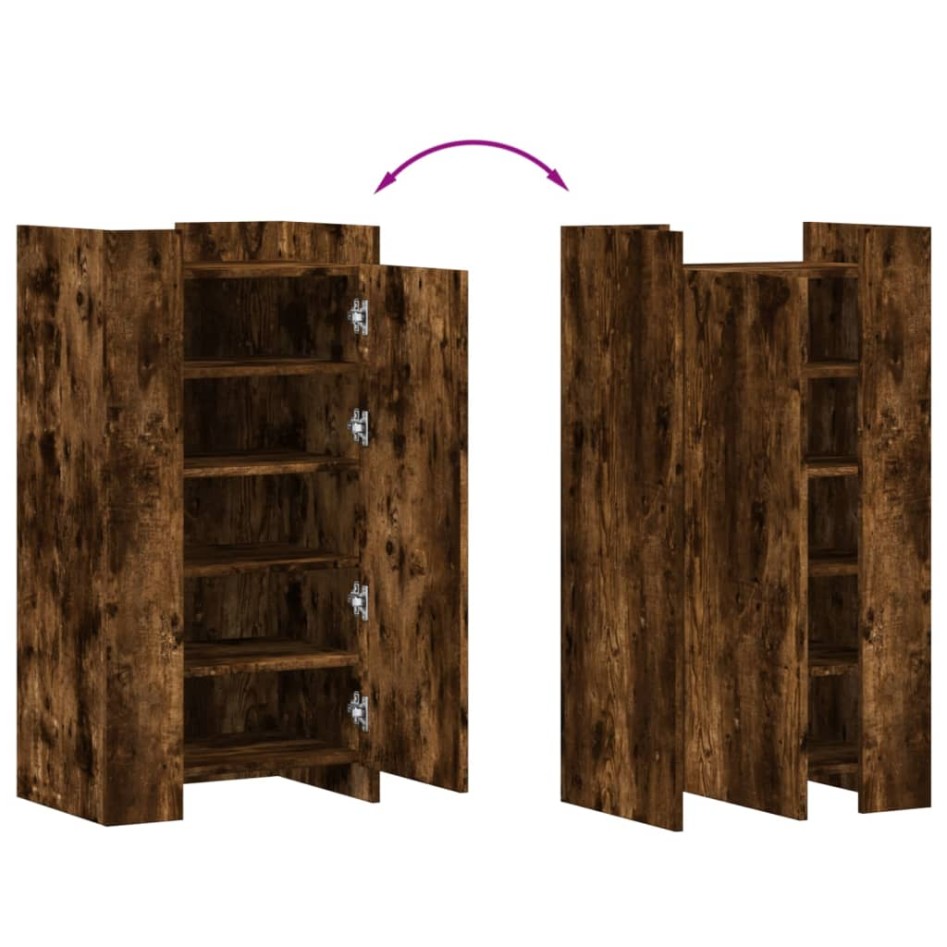 Mueble zapatero madera ingeniería roble ahumado 52x37,5x100