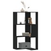 Estantería de esquina 3 niveles madera negro 50x50x102 cm