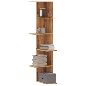 Estantería pared esquina madera roble artisan 36,5x36,5x140