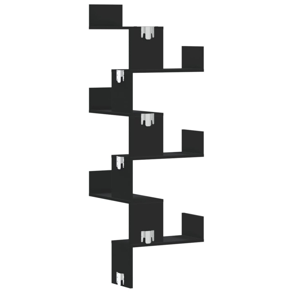 Estantería pared esquina madera ingeniería negro 45x45x147