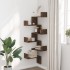 Estantería de pared de esquina madera marrón roble 45x45x147