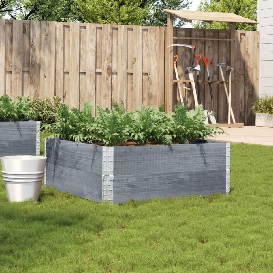 Jardinera de madera maciza de pino gris 100x100