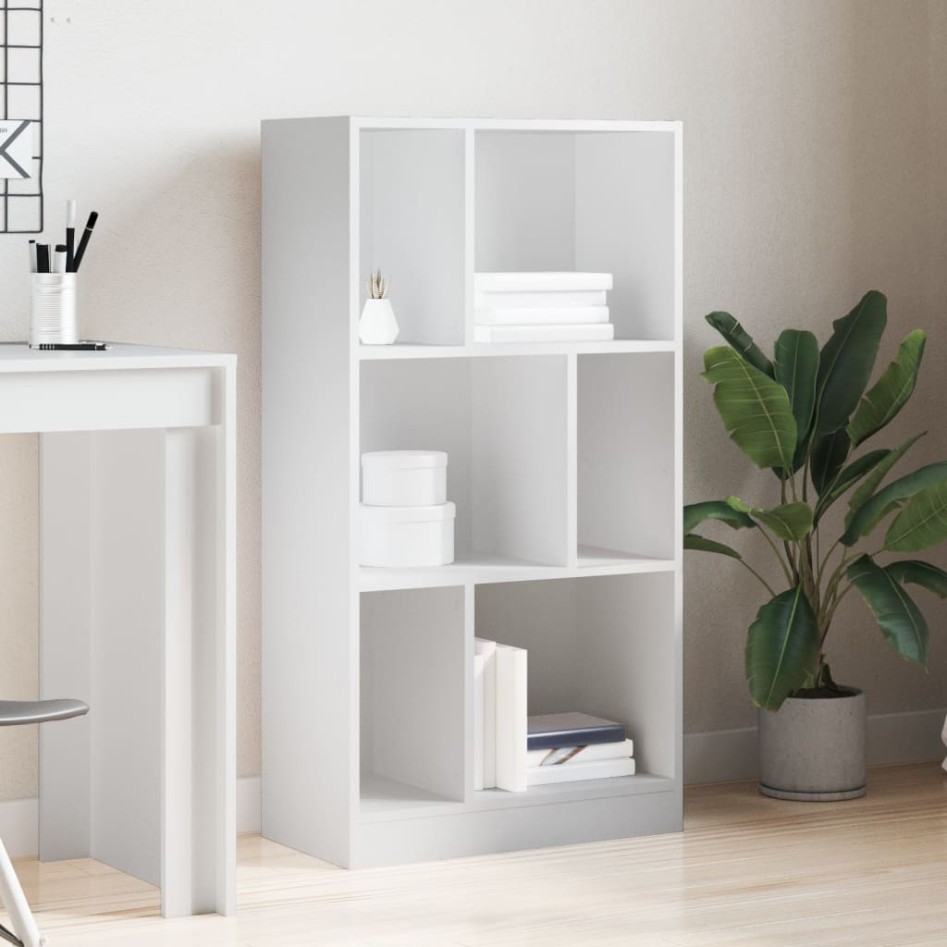 Estantería de madera de ingeniería blanca 57x28,5x141