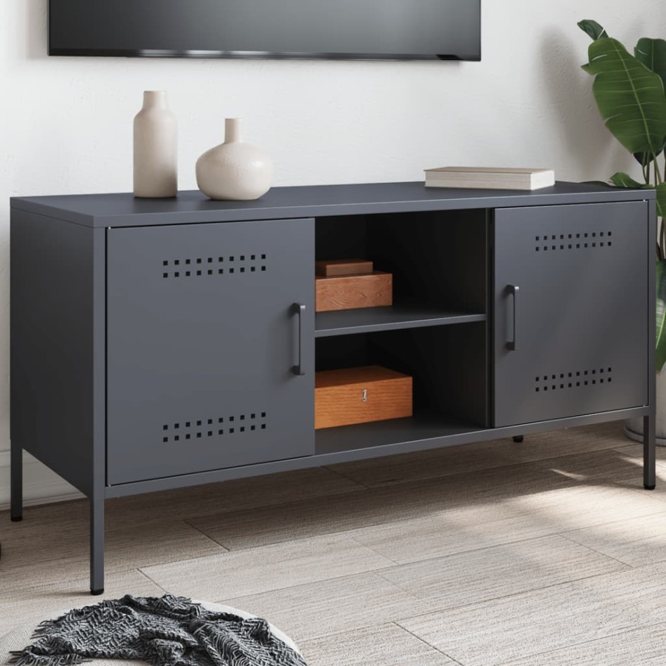 Mueble de TV de acero gris antracita 100,5x39x50,5
