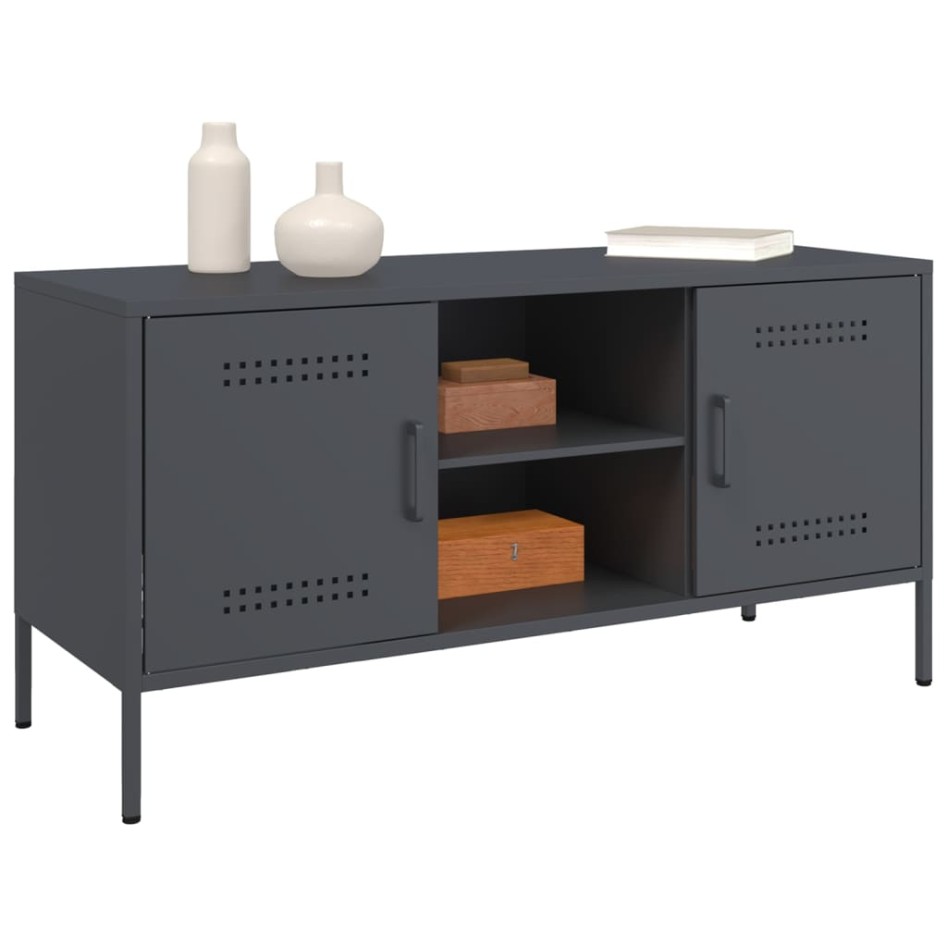 Mueble de TV de acero gris antracita 100,5x39x50,5