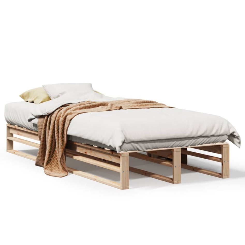 Estructura de cama sin colchón madera maciza de pino 90x200