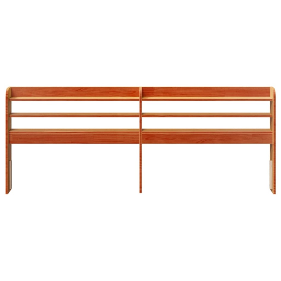Cabecero de cama con estantes madera maciza pino marrón 180