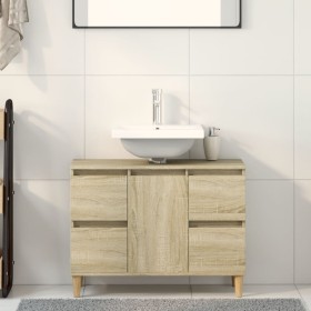 Armario de lavabo madera contrachapada roble Sonoma 80x33x60