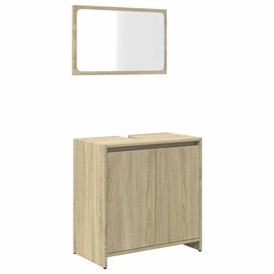 Set de muebles de baño 2 pzas madera contrachapada roble