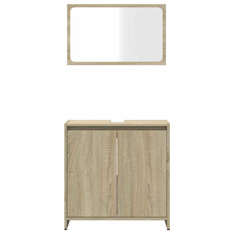 Set de muebles de baño 2 pzas madera contrachapada roble