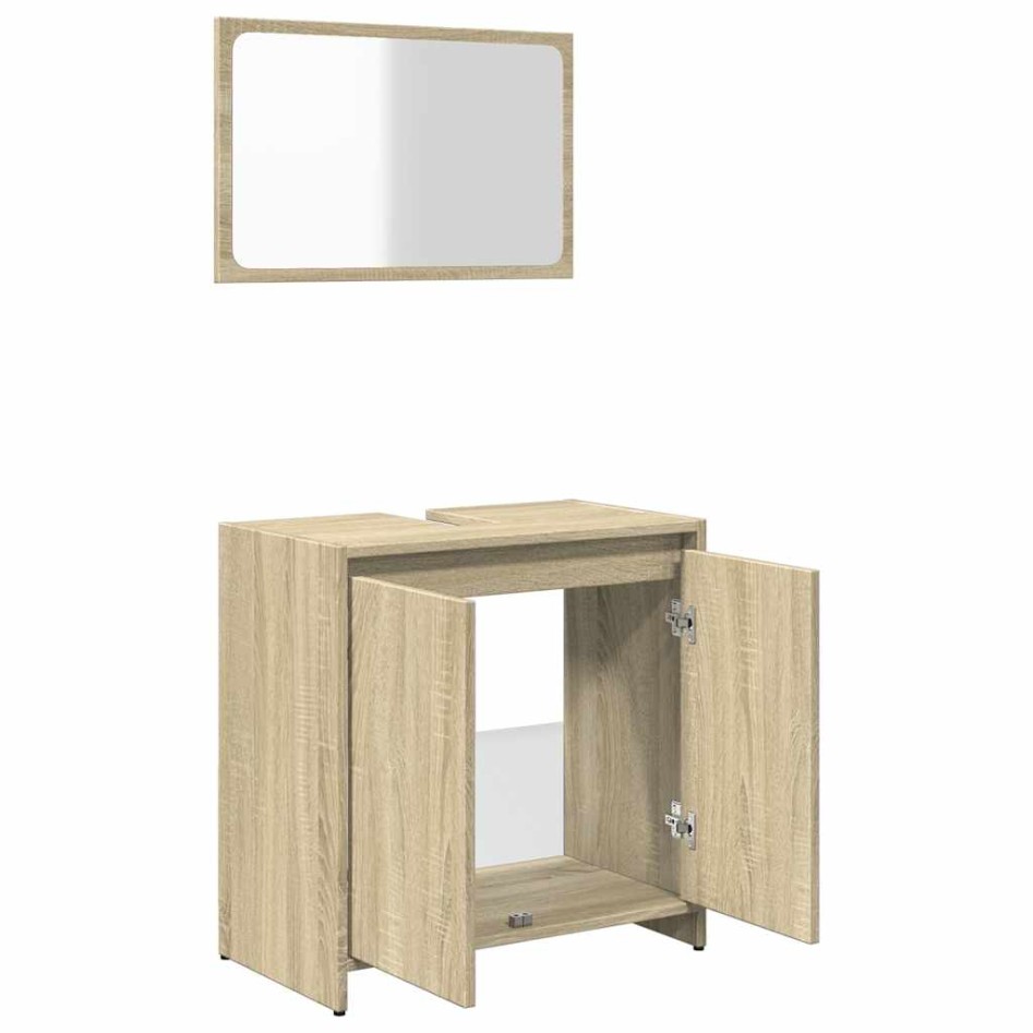 Set de muebles de baño 2 pzas madera contrachapada roble