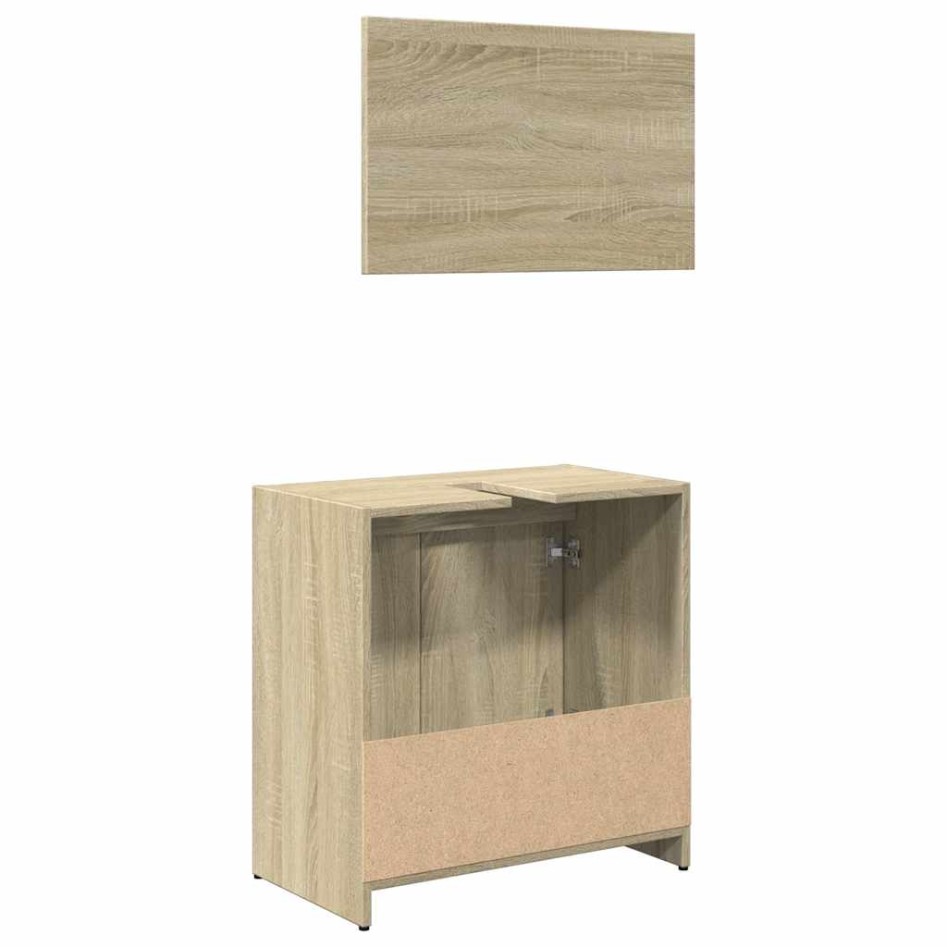 Set de muebles de baño 2 pzas madera contrachapada roble