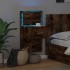 Mesita de noche de pared con luces LED roble