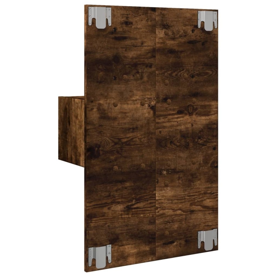 Mesita de noche de pared con luces LED roble