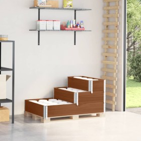 Arriate elevado de 3 niveles madera maciza pino marrón