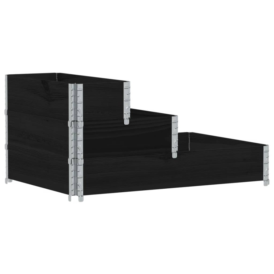 Arriate elevado de 3 niveles madera maciza pino negro 120x80
