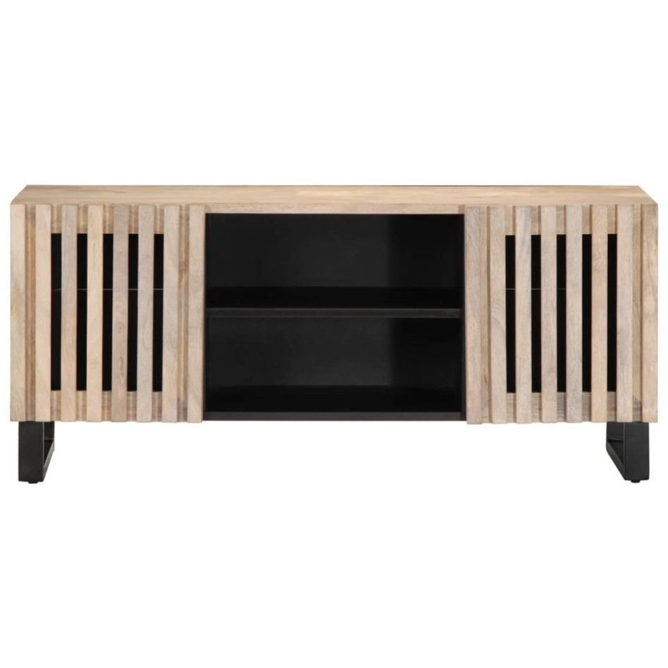 Mueble de TV madera maciza de mango blanco 105x34x46