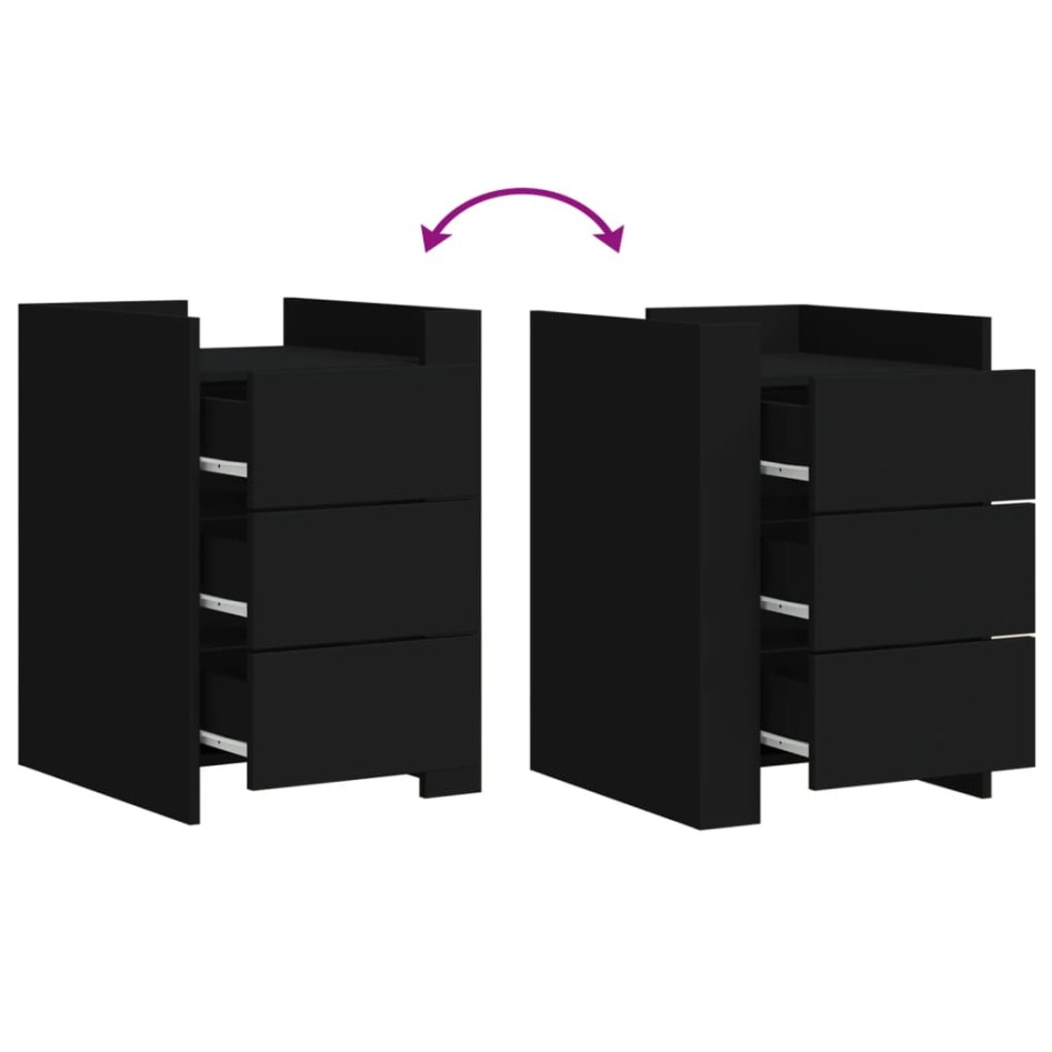 Mesita de noche madera de ingeniería negro 45x50x65