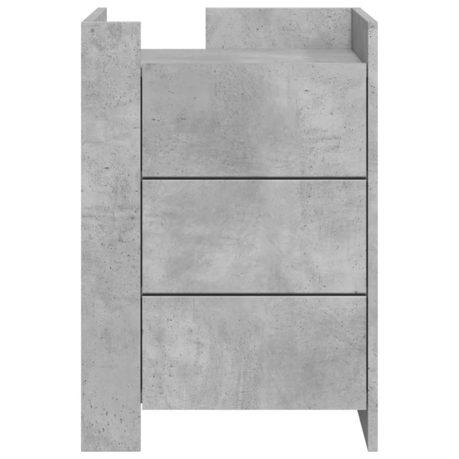 Mesita de noche madera de ingeniería gris hormigón 45x50x65