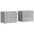 Mesita de noche de pared 2 uds color gris hormigón 45x30x35
