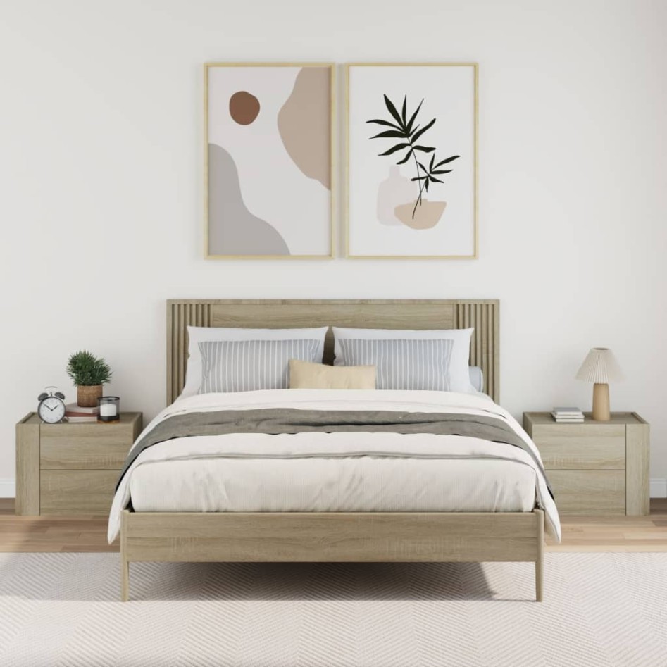 Mesitas de noche de pared 2 unidades roble Sonoma 45x30x35