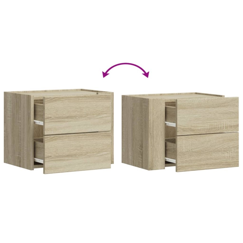 Mesitas de noche de pared 2 unidades roble Sonoma 45x30x35