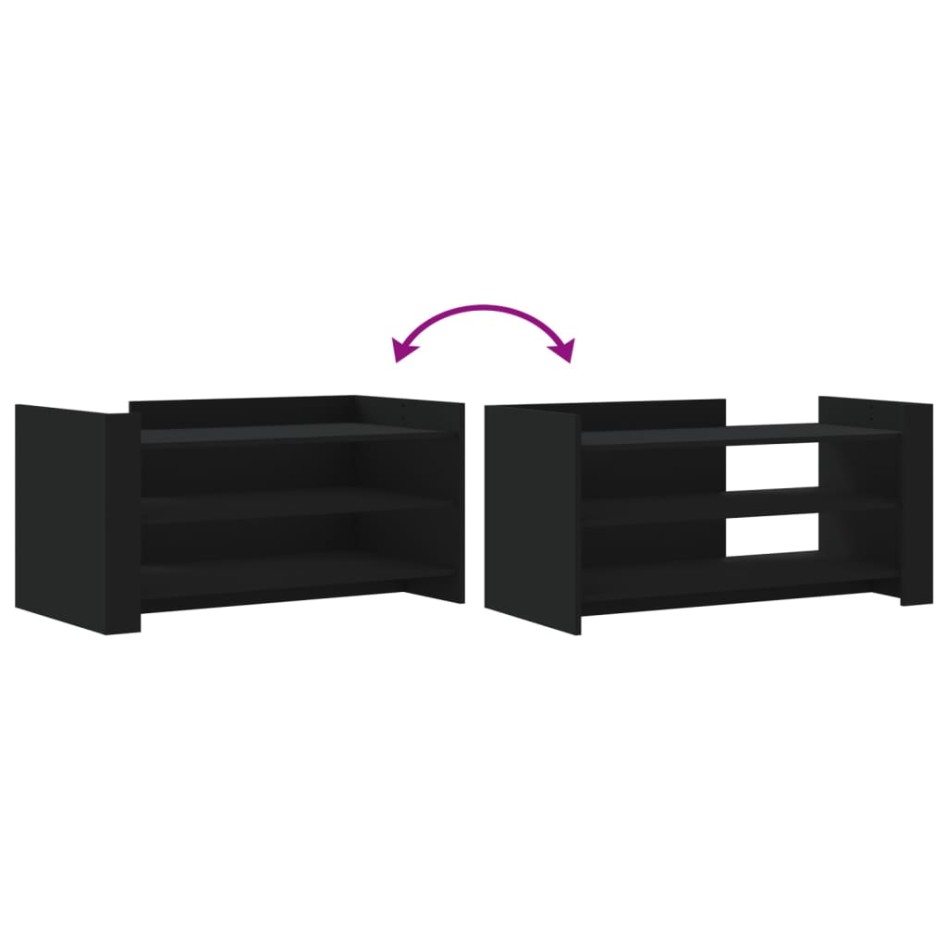 Mesa de centro de madera de ingeniería negra 100x50x50